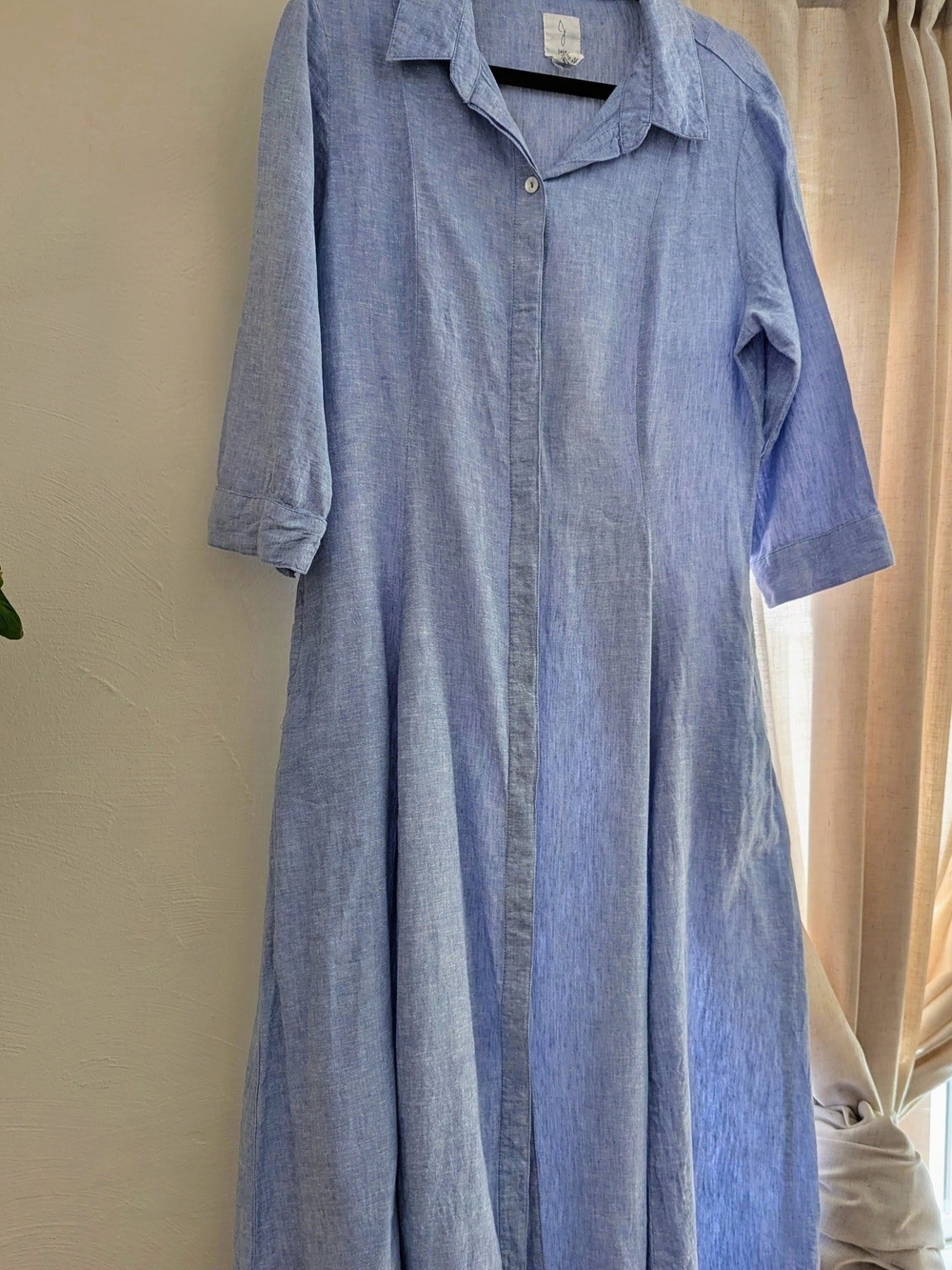 Joie Light Blue Linen-Blend Shirt Dress -
